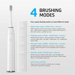 Meizu Anti-Splash Acoustic Electric Toothbrush,Sonic Electric Toothbrush Clean as Dentist,AET01 SmartSeries White Electronic Power Rechargeable Toothbrush 4 Modes Waterproof