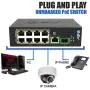 BV-Tech 10 Port PoE+ Industrial DIN Rail Switch (8 PoE+ Ports | Gigabit Ethernet & SFP Uplink) – 96W – 802.3at