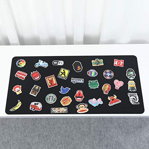 Customizable Desk Mat PU Leather Pad Protector 31.5”x15.7 with 100 Graffiti Stickers UPHORIA Desk Blotters for Home Office Work Gaming, Medium for Girls Boys Adults Computer Laptop Study writing BLACK