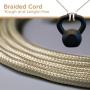 Cordinate Designer 1-Outlet 2-USB Charging Extension Cord with Surge Protection, Brown Braided Décor Fabric Cord, 10 ft, 2.4A USB Charging Ports, with Tamper Resistant Safety Outlets, 37919