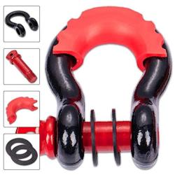 TYT Shackles 3/4'' D Ring Shackle 2 Pack kit, 10500lbs Break Strength Black Snatch Block, with Red 7/8'' Screw Pin and Shackle Isolator & Washers Kit for Tow Strap Winch Off Road Jeep Vehicle Recovery