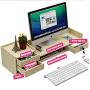 Amigogizmo Bamboo Office Monitor Riser Stand Adjustable Desk Organiser with Drawers, Maple