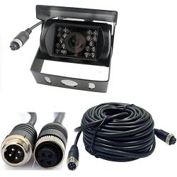 4 Pin Vehicle Backup Camera 12V/24V,18 LED IR Night Vision CCD Car Rear View Parking Reverse Camera + 4Pin Connector 20m/65ft Extension Cable for Bus Truck Camper Lorry Heavy Duty