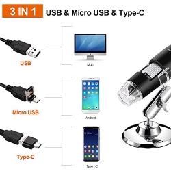 Bysameyee USB Digital Microscope 40X to 1000X, 8 LED Magnification Endoscope Camera with Carrying Case & Metal Stand, Compatible for Android Windows 7 8 10 Linux Mac