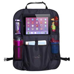 Moms Besty Car Back Seat Organizer for Kids and Toddlers - Touch Screen Tablet Holder for Android & iOS Tablets - Multipurpose Use as Auto Seat Back Protector, Kick Mat, Car Organizer