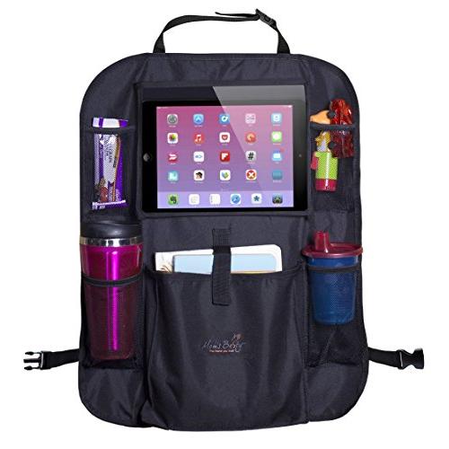 Moms Besty Car Back Seat Organizer for Kids and Toddlers - Touch Screen Tablet Holder for Android & iOS Tablets - Multipurpose Use as Auto Seat Back Protector, Kick Mat, Car Organizer
