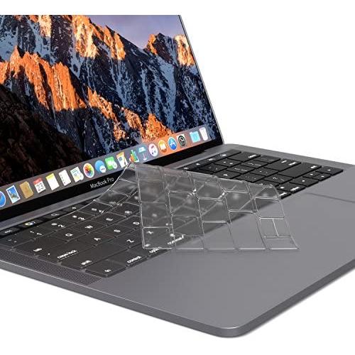 Kuzy MacBook Pro Keyboard Cover with Touch Bar 13 and 15 inch Premium Ultra Thin TPU 2019 2018 2017 2016 Apple Model A2159 A1989 A1990 A1706 A1707 Skin Protector, Clear