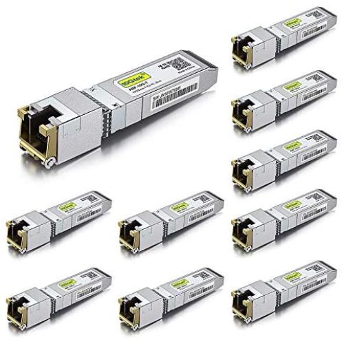 10GBase-T SFP+ Transceiver, 10G T, 10G Copper, RJ-45 SFP+ CAT.6a, up to 30 Meters, Compatible with Cisco SFP-10G-T-S, Ubiquiti UF-RJ45-10G, Netgear, D-Link, Supermicro, TP-Link and More, 10 Pack