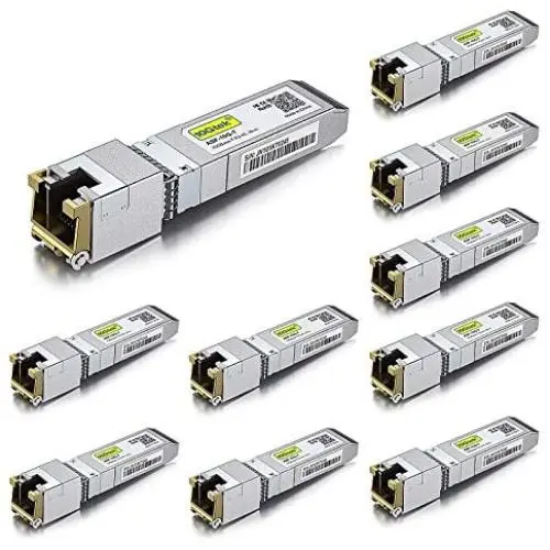 10GBase-T SFP+ Transceiver, 10G T, 10G Copper, RJ-45 SFP+ CAT.6a, up to 30 Meters, Compatible with Cisco SFP-10G-T-S, Ubiquiti UF-RJ45-10G, Netgear, D-Link, Supermicro, TP-Link and More, 10 Pack 10GBase-T SFP+ Transceiver, 10G T, 10G Copper, RJ-45 SFP+ CAT.6a, up to 30 Meters, Compatible with Cisco SFP-10G-T-S, Ubiquiti UF-RJ45-10G, Netgear, D-Link, Supermicro, TP-Link and More, 10 Pack