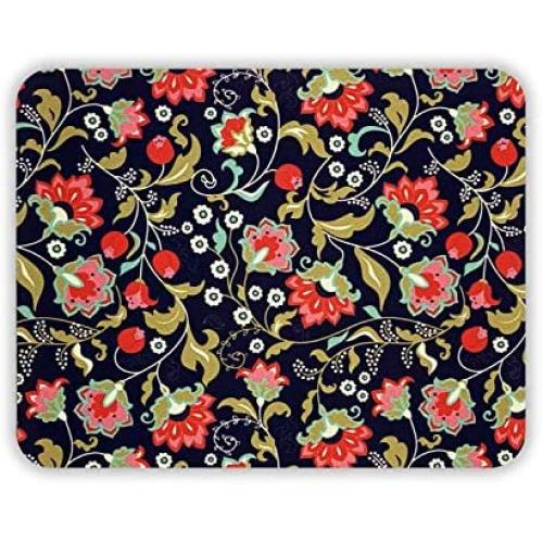 Cute Designer Desk Mouse Pad for Women, Pretty and Colorful Designs, Anti-Slip, Perfect Office, Work & Home Computer Accessory (Bohemian Floral, Rectangle)