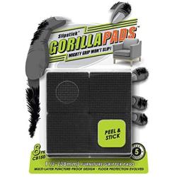 GorillaPads CB150 Non Slip Furniture Pads/Rubber Grips (Set of 8) Self Adhesive Furniture Feet Floor Protectors, 1-1/2 inch Square, Black