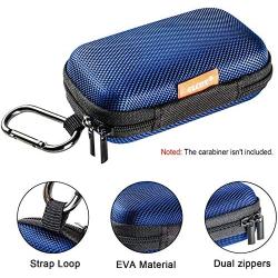 GLCON Rectangle Shaped Portable Protection Hard EVA Case,Mesh Inner Pocket,Zipper Enclosure Durable Exterior,Lightweight Universal Carrying Bag Wired/Bluetooth Headset Charger Change Purse (Blue)