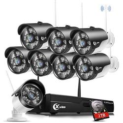 XVIM H.264 2MP Wireless Signal Security Cameras System,Camera Need Plug to Outlet with 2TB HDD 8CH 1080P HD DVR 8pcs 1080P Wireless Outdoor Indoor Waterproof Surveillance Cameras 85FT Night Vision