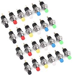 CenryKay 24Pcs 1A 250V AC 2 Pins SPS-110 Momentary Mini Push Button Switch Normal Open Button Switch Copper Foot 7MM