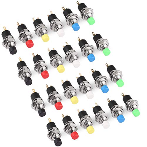 CenryKay 24Pcs 1A 250V AC 2 Pins SPS-110 Momentary Mini Push Button Switch Normal Open Button Switch Copper Foot 7MM