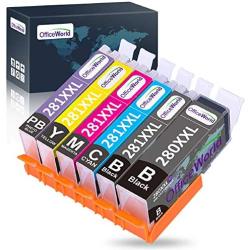 OfficeWorld Compatible Ink Cartridges Replacement for Canon 280 281 PGI-280XXL CLI-281XXL, for Pixma TS9120 TR8520 TS6120 TS6320 TS6220 TS8120 TS8220,6 Pack(1PGBK, 1BK, 1C, 1M, 1Y, 1PB)