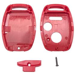 Replacement Key Fob Cover Shell Fit for Honda 2003-2012 Accord 2006-2013 Civic EX 2009-2015 Pilot 2005-2006 CR-V HRV Ridgeline Odyssey Key Fob Case No Cutting Blade (2+1, Red)