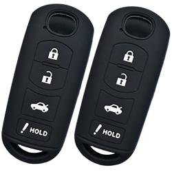 Alegender Qty(2) Full Protector Silicone Smart Key Fob Cover Case Protector Shell for 2017 2018 Mazda CX-5 CX-7 CX-9 MX-5 Miata Mazda 3 6 Smart Key Remote 4 Buttons