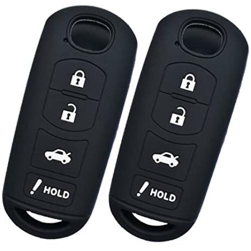 Alegender Qty(2) Full Protector Silicone Smart Key Fob Cover Case Protector Shell for 2017 2018 Mazda CX-5 CX-7 CX-9 MX-5 Miata Mazda 3 6 Smart Key Remote 4 Buttons