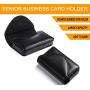 FYY Handmade Premium PU Leather Business Name Card Case Universal Card Holder with Magnetic Closure (Hold 30 pics of Cards) Black
