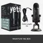 Blue Yeti USB Mic for Recording & Streaming on PC and Mac, 3 Condenser Capsules, 4 Pickup Patterns, Headphone Output and Volume Control, Mic Gain Control, Adjustable Stand, Plug & Play – Blackout