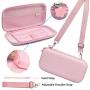 BRHE Pink Travel Carrying Case Accessories Kit for Nintendo Switch with Hard Protective Cover, Glass Screen Protector, Ultra-Thin Adjustable Stand and Thumb Grip Caps 10 in 1