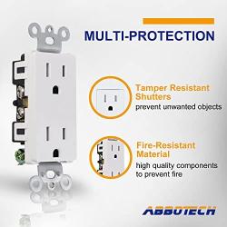 AbboTech 15A Tamper Resistant Duplex Receptacle Standard Wall Outlet Decorative Electrical Outlet, Child Proof Safety,Wall Plates Included, White, UL listed.