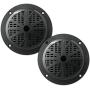 5.25 Inch Dual Marine Speakers - 2 Way Waterproof and Weather Resistant Outdoor Audio Stereo Sound System with 100 Watt Power, Polypropylene Cone and Cloth Surround - 1 Pair - PLMR51B (Black)