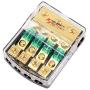 Magicsource Mini ANL Fuse Holder 12V 0/2/4 Gauge in to 4/8 Gauge Out for Car Audio AmplifierCopper Wiring Module High-Temperature Plastic Base Clear Cover with 60Amp Mini Fuse 4-Way