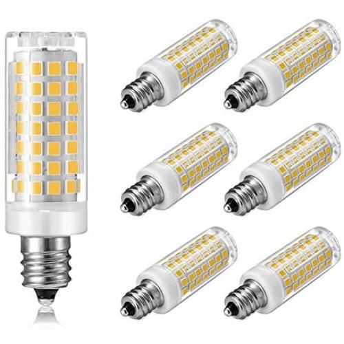 E12 LED Bulb Dimmable 7W C7 Bulb Equivalent to E12 Halogen Bulb 60W, Daylight White 6000K T6 Base E12 Candelabra Bulbs for Ceiling Fan, Chandelier, Kx-2000 Bulbrite Replacement, AC 110-120V(6 Pack)