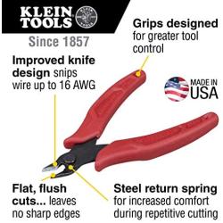 Klein Tools D275-5 Pliers, Diagonal Cutting Pliers with Precision Flush Cutter is Light and Ultra-Slim for Work in Confined Areas, 5-Inch