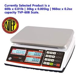 VisionTechShop TVP-60B Price Computing Scale, Lb/Oz/Kg Switchable, 60lb Capacity, 0.01lb Readability, NTEP Legal for Trade