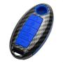 TANGSEN Key Fob Case Grey Carbon Fiber Pattern ABS Blue Silicone Cover for INFINITI JX35 Q50 Q60 QX56 QX60 QX80 for NISSAN ALTIMA ARMADA MAXIMA MURANO PATHFINDER ROGUE 5 Button Keyless Entry Remote