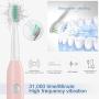 Miss Gorgeous Sonic Electric Toothbrush for Kids and Adult, USB Rechargeable Toothbrush, 5 Modes with 2 Min Build in Timer with 4 Replacement Heads(IPX7 Waterproof, Fast Charging) (pink2)
