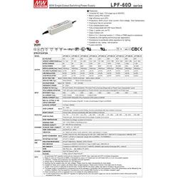 MW Mean Well LPF-60D-20 20V 3A 60W Single Output LED Switching Power Supply with PFC