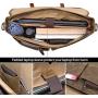 Mens Messenger Bag 15.6 Inch Waterproof Vintage Genuine Leather Waxed Canvas Briefcase Large Satchel Shoulder Bag Rugged Leather Computer Laptop Bag, Khaki