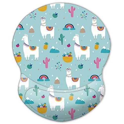 ITNRSIIET Mouse Pad, Ergonomic Mouse Pad with Gel Wrist Rest Support, Gaming Mouse Pad with Lycra Cloth, Non-Slip PU Base for Computer, Laptop, Home, Office & Travel Alpaca and Cactus