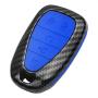 TANGSEN Key Fob Case for CHEVROLET Chevy BLAZER CAMARO CRUZE EQUINOX MALIBU SONIC TRAVERSE TRAX 5 Button Keyless Entry Remote Black Carbon Fiber Pattern ABS Blue Silicone Cover