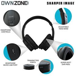 Sharper Image OWN ZONE Wireless Rechargeable TV Headphones- RF Connection, 2.4 GHz, Transmits Wirelessly up to 100ft, No Bluetooth Required, AUX, RCA, & Optical Cable Included (Black)