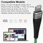 iPhone Charger, iCrius [Apple MFi Certified] 6Ft Led Light Up Lightning Cable USB Fast Charger Charging Cord Compatible with iPhone 11 Pro Max XS XR X 8 7 6 Plus SE iPad and More(Green)