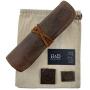 Leather Waxed Canvas Multi Purpose Travel Organizer Roll for Cables / Passport / Wallet / Valuables Handmade by Hide & Drink :: Fatigue