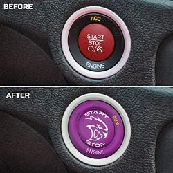 ToolEpic for Dodge Challenger Charger Durango Hellcat Decal Accessories 2015-2021 - Engine Start Stop Button Overlay Sticker Emblem - Push to Start Button Crazy Purple Badge Cover - Perfect for Decals
