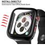 FLOVEME Protective Case with Glass for Apple Watch Series 6 5 4 SE 44mm Screen Protector 2 Pack Tempered Glass Hard PC Bumper Cover Compatible with Apple Watch Screen Protector 44mm - Case for iWatch