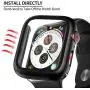 FLOVEME Protective Case with Glass for Apple Watch Series 6 5 4 SE 44mm Screen Protector 2 Pack Tempered Glass Hard PC Bumper Cover Compatible with Apple Watch Screen Protector 44mm - Case for iWatch