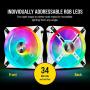 Corsair QL Series, iCUE QL120 RGB, 120mm RGB LED PWM White Fan, Triple Fan Kit with Lighting Node Core