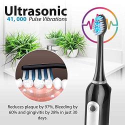 Pyle Health Ultra Sonic Wave Rechargeable Electric Toothbrush with 3 Brush Modes, Two Minute Timer, 2 Oral Brush Heads, Automatic Charging Dock Holder - for Kids, Teens, Adults - PHLTB41BK.5 (Black)