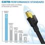 Cat 8 Ethernet Cable, 10FT Flat 40Gbps 2000Mhz High-Speed LAN Cable, RJ45 Connector with Gold Plated SFTP Patch Cord, Heavy Duty Gigabit Cord for Router, Modem, Laptop, Xbox, PS4, Gaming - Black