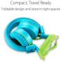 Kids Headphones-Noot Products K22 Foldable Stereo Tangle-Free 5ft Long cord 3.5mm Jack Plug in Wired On-Ear Headset for iPad/Amazon Kindle,Fire/Boys/Girls/Laptop/School/Travel/Plane/Tablet (Teal/Lime)