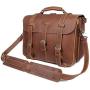 Polare Mens Full Grain Leather 16 Briefcase Shoulder Messenger Bag Fit 15.6 Laptop