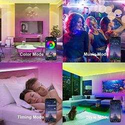 BIHRTC Led Strip Lights 5050 RGB 16.4ft 5m Led Lighting 300leds 40 Keys Remote Controller Music Sync Color Changing Flexible LED Strip Lighting for Xmas Party Bedroom Indoor Decoration
